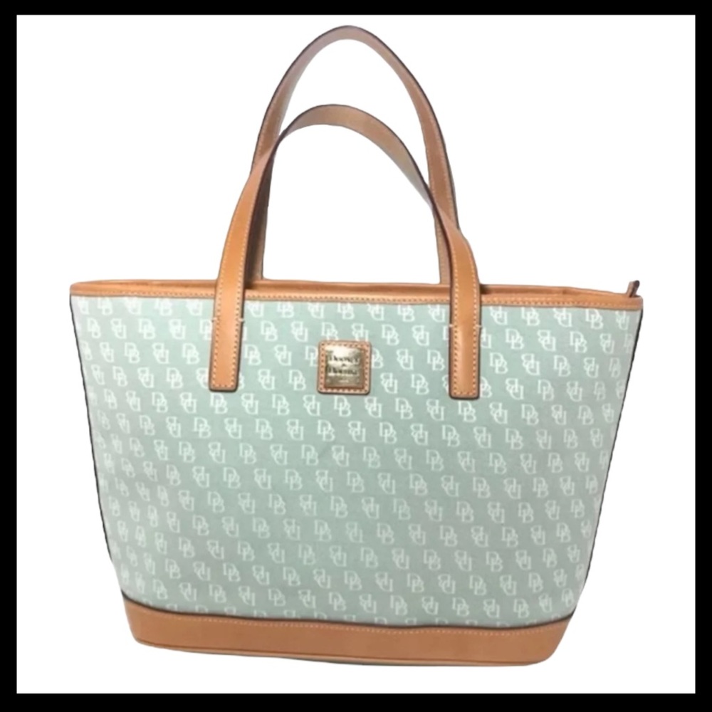 New Dooney & Bourke Charleston Shopper Spearmint DB Logo Signature Canvas Tote